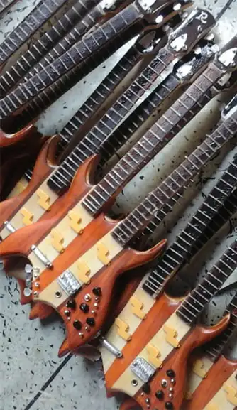 production miniature bass Bc Rich double Neck, handmade miniature double bass guitar from Bali Indonesia