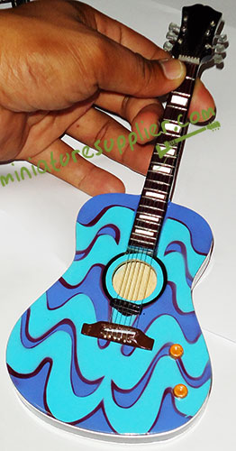 John Lennon Blue Acoustic guitar miniature from Bali Indonesia