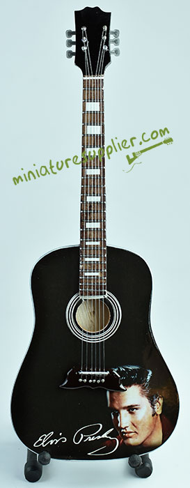 Miniature guitar acoustic black with Elvis picture