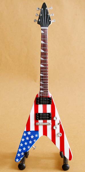 Miniature Guitar American flag 