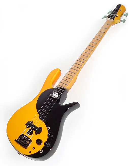 production miniature bass Flecktones Black yellow, handmade miniature double bass guitar from Bali Indonesia