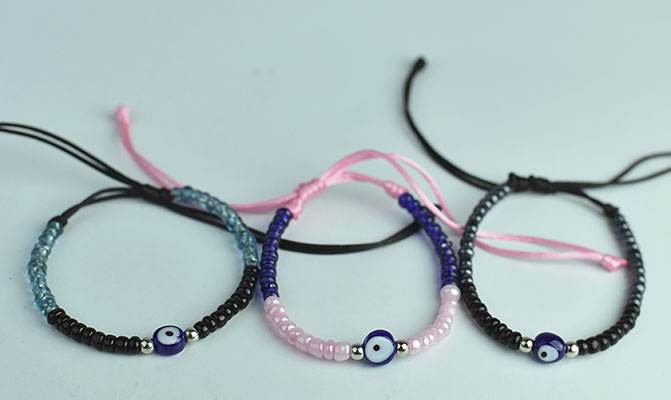 supply bracelet beach style fish eye charms with round bead and cord