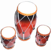 wholesale miniature traditional Java drum airbrush painting 3 pcs in set