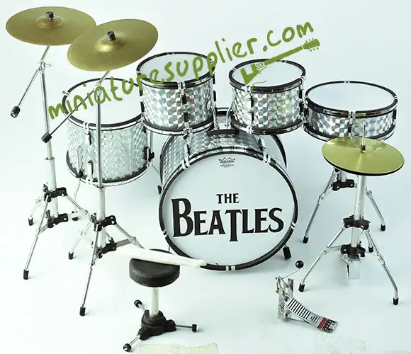 supplier and wholesale miniature drum set replica The Beatles silver hologram color