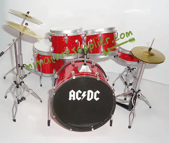 Wholesale Miniature Drum Set ACDC - Red hologram color skins