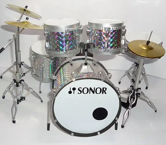 Supply Miniature Drum Set replica Sonor - Silver Hologram color skins