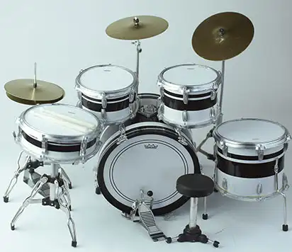 Back view of Miniature Drum Set replica Linkin Park - White black skin