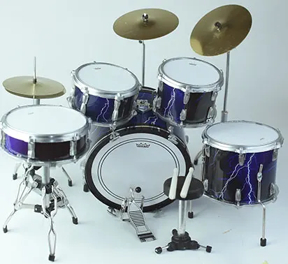 Back view of Miniature Drum Set replica Metallica Ride the Lightning