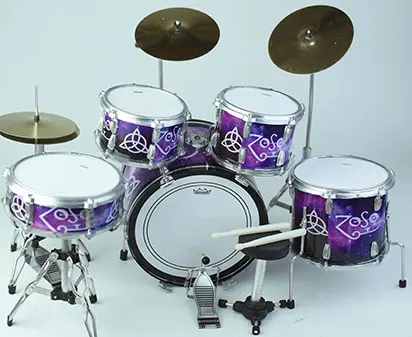 Back view of Miniature Drum Set replica John Bonham Led Zeppelin Angle