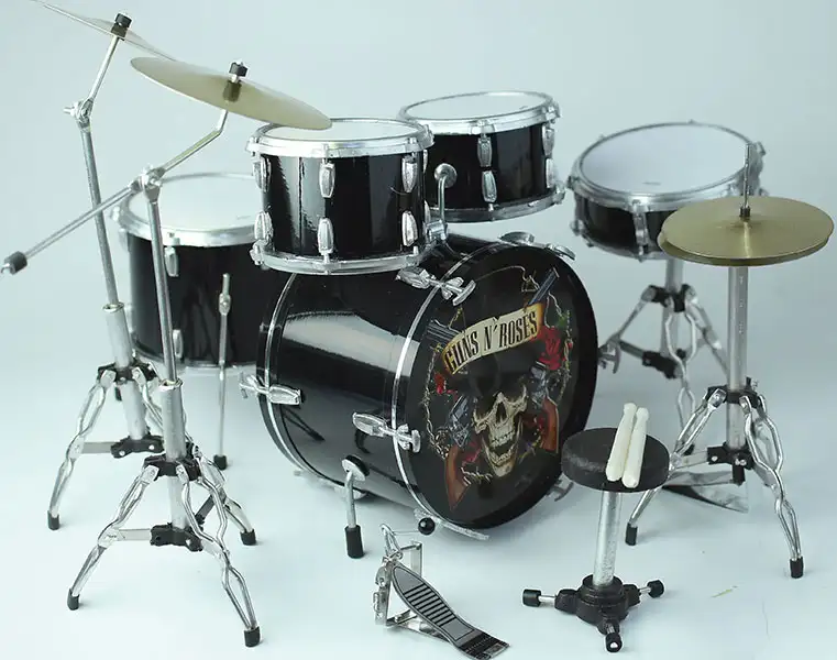 Side view of miniature Drum Set Guns n Roses