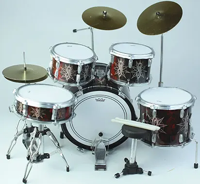 Back view of Miniature Drum Set replica Joey Jordison Slipknot