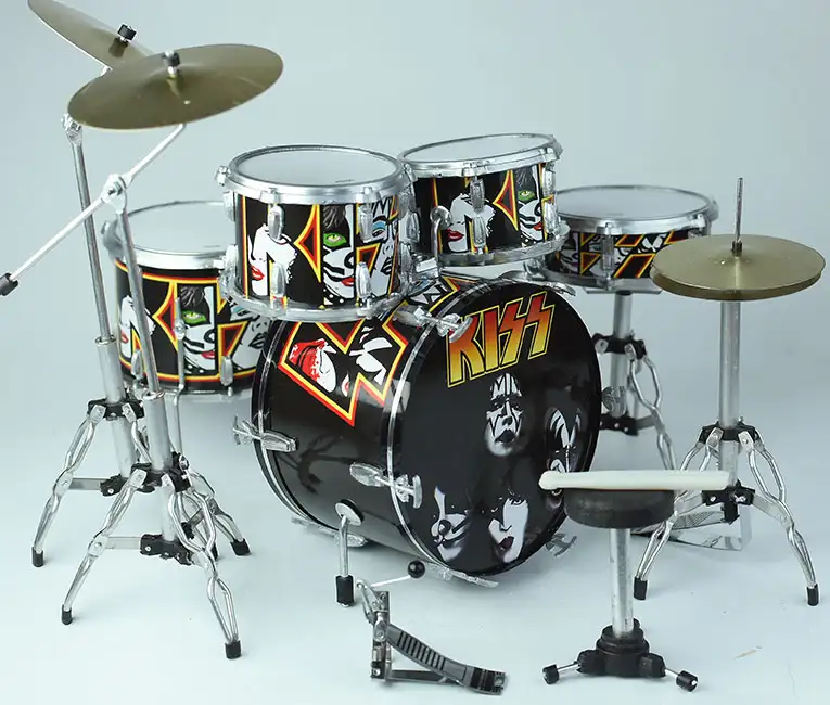 Side view of miniature Drum Set Peter Criss Kiss for sale