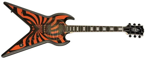 Miniature guitar replica Zakk Wylde Bulleye black white