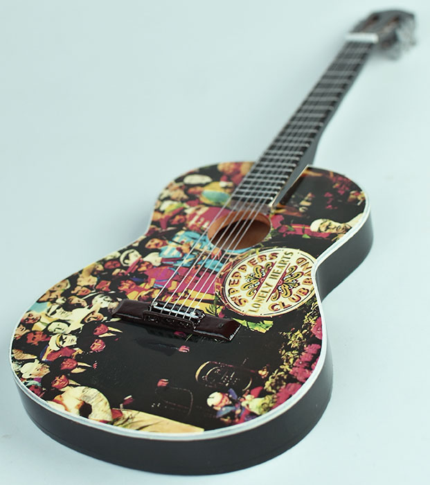 supplier miniature guitar acoustic The Beatles Sgt. Pepper's Lonely Hearts, handmade miniature acoustic guitar replica