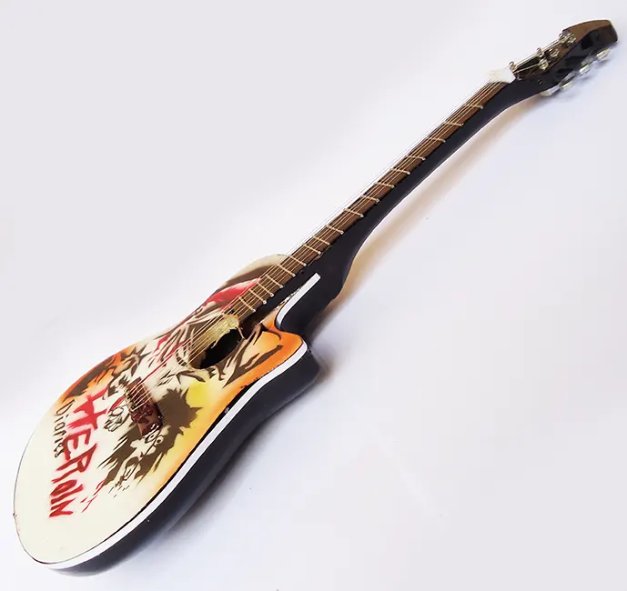 supplier miniature guitar acoustic Nikki Sixx, Heroin Diaries Ovation, handmade miniature acoustic guitar replica