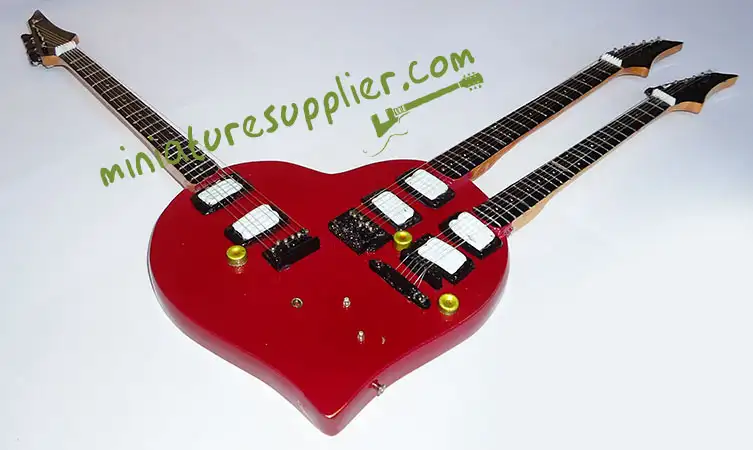 Miniature guitar replica Steve Vai Heart 3 stangs handmade from bali Indonesia