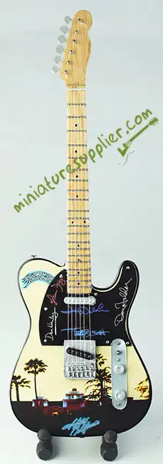 Miniature guitar replica Hotel California with the Eagles signature