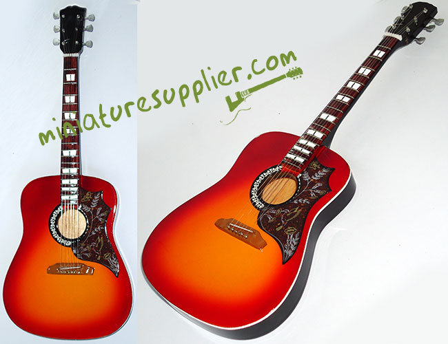 Replica miniature acoustic guitar Hummingbird sunbursh made in Bali Indonesia