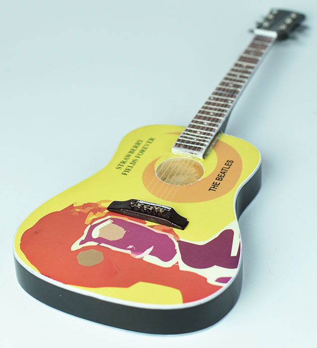 supplier miniature guitar acoustic John Lennon Strawberry Field Foreve handmade miniature acoustic guitar replica