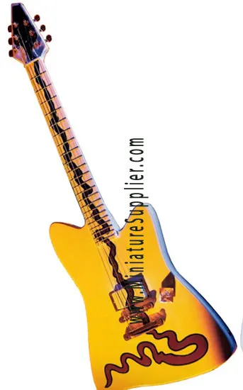 Miniature guitar replica Billy Gibbons yellow color
