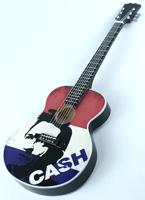 supplier miniature guitar acoustic Johnny Cash handmade miniature acoustic guitar replica