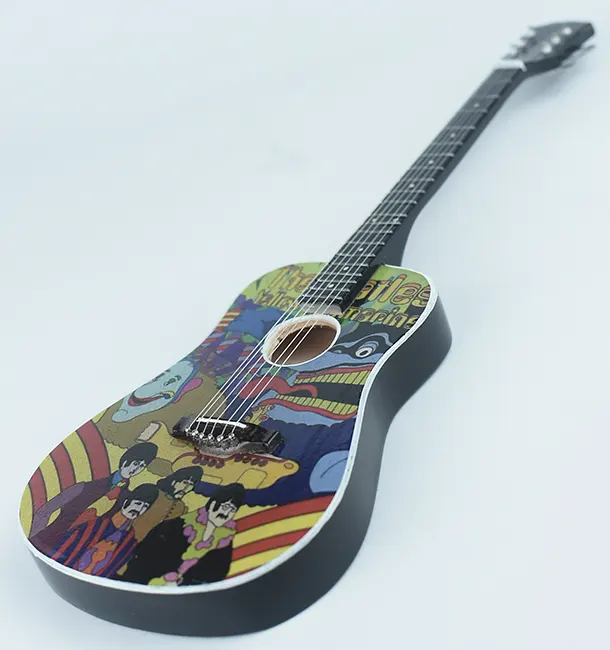 supplier miniature guitar acoustic The Beatles Yellow Submarine handmade miniature acoustic guitar replica