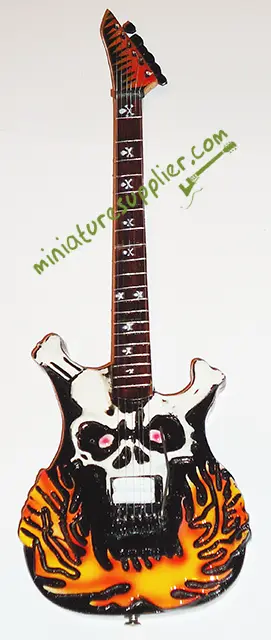 Miniature guitar model kit George Lynch Skull flame nice for display collectibles for music lover
