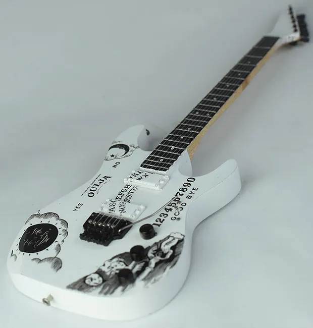 Kirk Hammett white Ouija, Metallica miniature guitar for sale