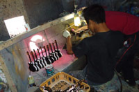 airbrush painting miniature guitar replica