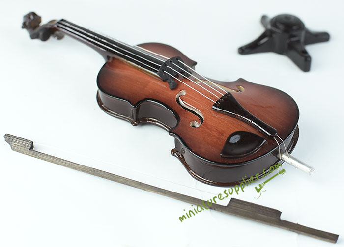 Miniature violin and miniature biola natural wood color 