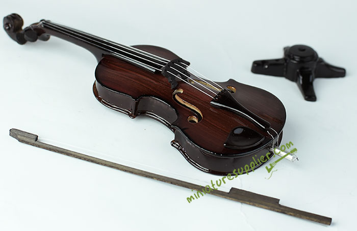 Miniature violin and miniature biola Dark brown color 