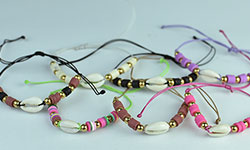 Bali Boho mecrame brecelet made of lether and resin flower ornament, wholesale in mix color cheap price