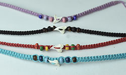 supply bracelet beach fish teeth charms with tiny knots chords in macrame style