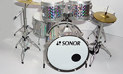 miniature drum kit Sonor - Silver Hologram color skins 100% handmade from Indonesia
