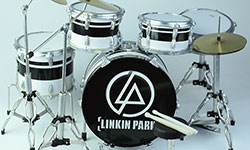 miniature drum kit Linkin Park - White black skin handmade in Indonesia