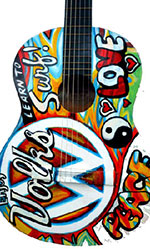 miniature acoustic guitar replicas custom Dr. Who VW colourfull