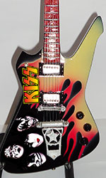 miniature guitar ornament Kiss flame logos