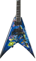wood miniature guitar Dean Flying V Crazy Brainman