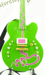 miniature guitar decal Billy Gibbons Guitar ZZ Top Green