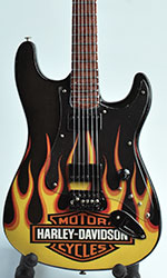 miniature guitar decal Harley Davidson flame