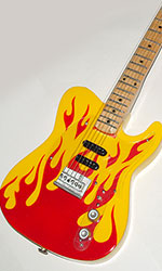 miniature electric guitar Rockabilly flame